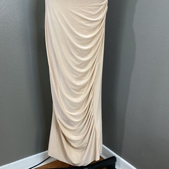 ASOS AX Paris Maxi Dress Maxi Length Ruched Creamy Nude color - Picture 6 of 16